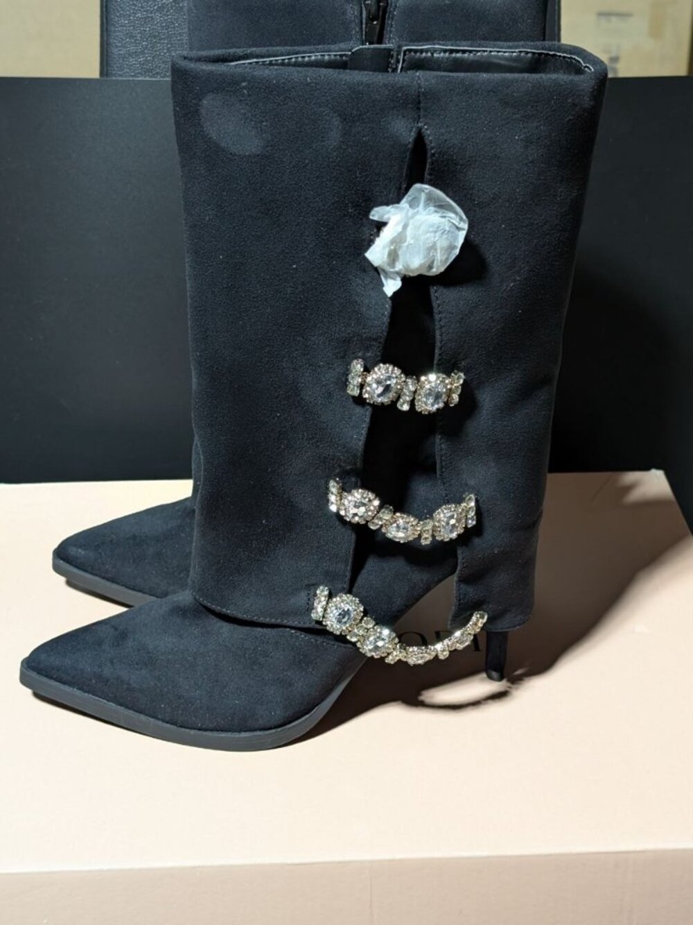 Thalia Sodi Nami Embellished Mid-Calf Boots Black US Size 7.5 - Picture 3 of 10